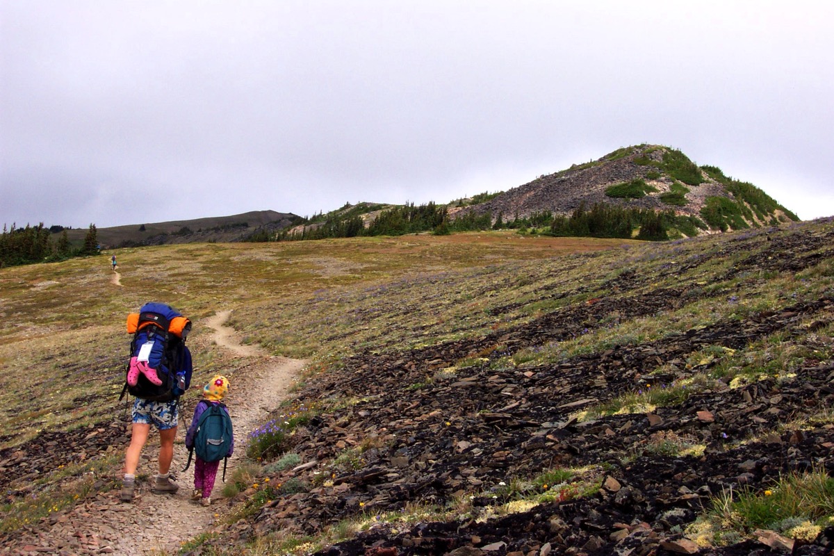 Hiking backpack on trail